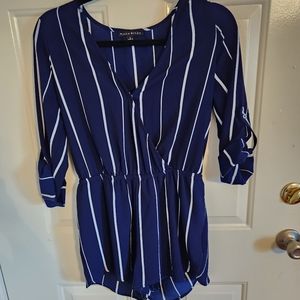 Romper in blue with white stripes